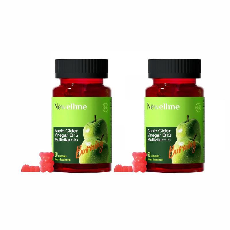 Newellme Sugar-Free Apple Cider Vinegar Gummies with The Mother & B12 Vegan Non-GMO Gluten-Free Gelatin-Free 60 Count Great Taste Keto-Friendly Edible Supplement
