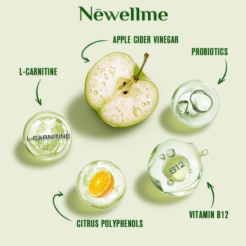 Newellme Sugar-Free Apple Cider Vinegar Gummies with The Mother & B12 Vegan Non-GMO Gluten-Free Gelatin-Free 60 Count Great Taste Keto-Friendly Edible Supplement